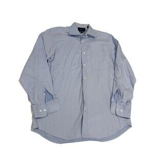 Façonnable Dress Shirt 15.5 Blue Long Sleeve Regular Fit Cotton Solid Men